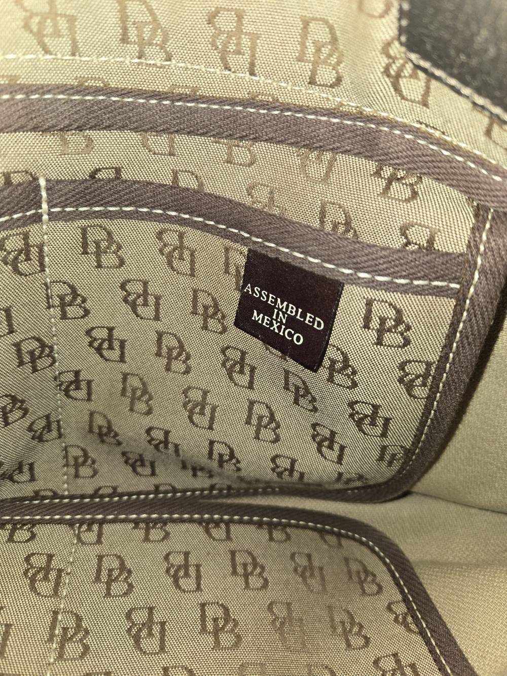 Dooney & Bourke Large Beige Monogram Shoulder Bag with Dark Brown Leather Trim - Picture 14 of 15